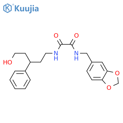 N-[(2H-1,3-benzodioxol-5-yl)methyl]-N'-(5-hydroxy-3-phenylpentyl)ethanediamide structure