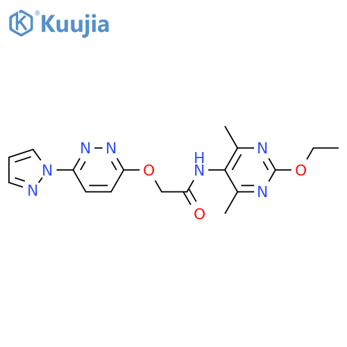 N-(2-ethoxy-4,6-dimethylpyrimidin-5-yl)-2-{[6-(1H-pyrazol-1-yl)pyridazin-3-yl]oxy}acetamide structure