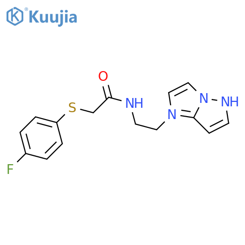 2-[(4-fluorophenyl)sulfanyl]-N-(2-{1H-pyrazolo[1,5-a]imidazol-1-yl}ethyl)acetamide structure