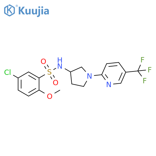 5-chloro-2-methoxy-N-{1-[5-(trifluoromethyl)pyridin-2-yl]pyrrolidin-3-yl}benzene-1-sulfonamide structure
