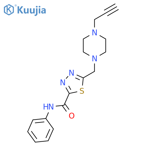 N-phenyl-5-{[4-(prop-2-yn-1-yl)piperazin-1-yl]methyl}-1,3,4-thiadiazole-2-carboxamide structure