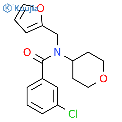 3-chloro-N-[(furan-2-yl)methyl]-N-(oxan-4-yl)benzamide structure