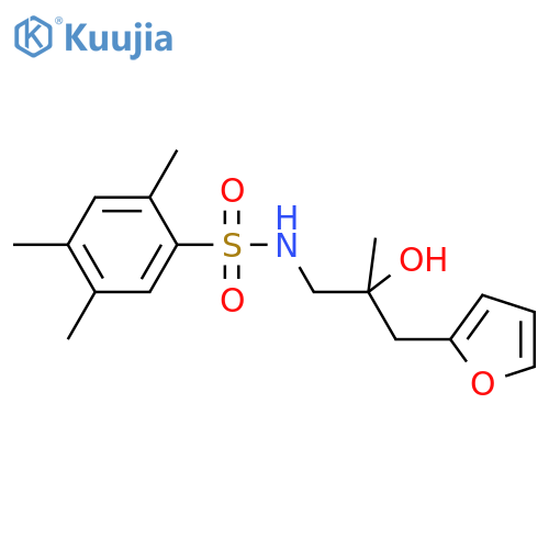 N-{2-[(furan-2-yl)methyl]-2-hydroxypropyl}-2,4,5-trimethylbenzene-1-sulfonamide structure