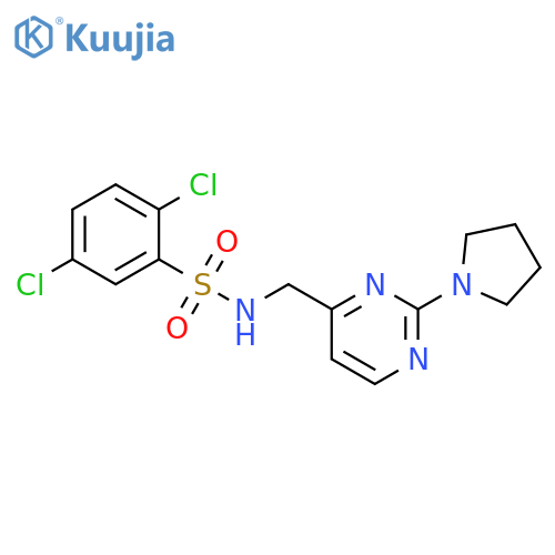 2,5-dichloro-N-{[2-(pyrrolidin-1-yl)pyrimidin-4-yl]methyl}benzene-1-sulfonamide structure
