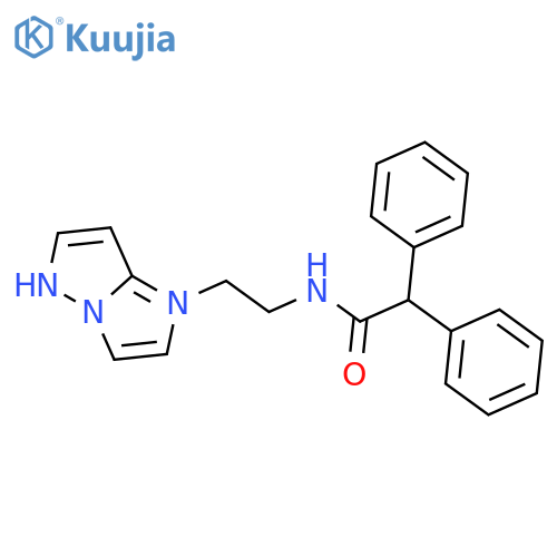 2,2-diphenyl-N-(2-{1H-pyrazolo[1,5-a]imidazol-1-yl}ethyl)acetamide structure