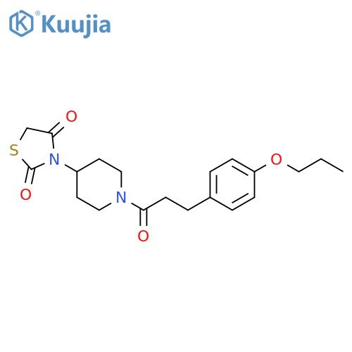 3-[1-[3-(4-propoxyphenyl)propanoyl]piperidin-4-yl]-1,3-thiazolidine-2,4-dione structure