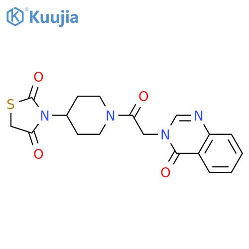 3-[1-[2-(4-oxoquinazolin-3-yl)acetyl]piperidin-4-yl]-1,3-thiazolidine-2,4-dione structure