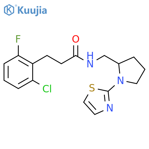 3-(2-chloro-6-fluorophenyl)-N-{[1-(1,3-thiazol-2-yl)pyrrolidin-2-yl]methyl}propanamide structure
