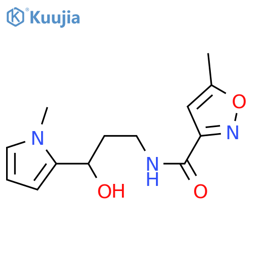 N-[3-hydroxy-3-(1-methyl-1H-pyrrol-2-yl)propyl]-5-methyl-1,2-oxazole-3-carboxamide structure