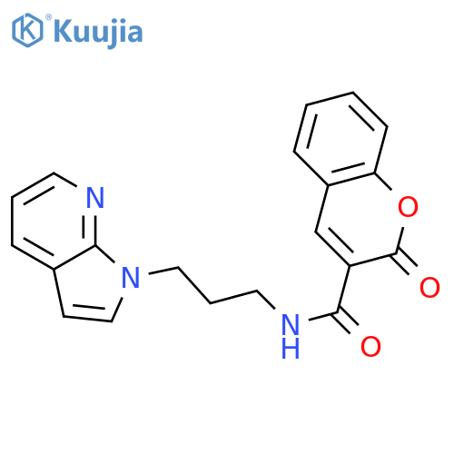 2-oxo-N-(3-{1H-pyrrolo[2,3-b]pyridin-1-yl}propyl)-2H-chromene-3-carboxamide structure