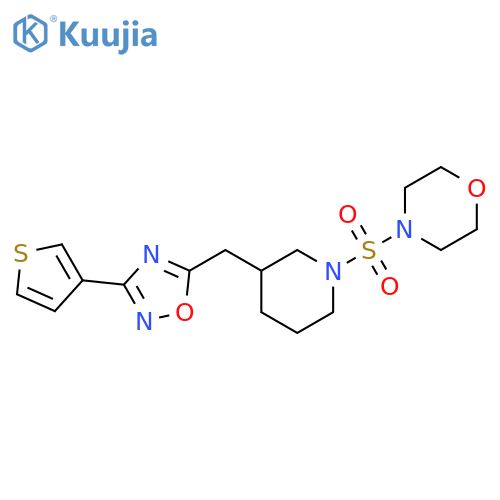 4-[(3-{[3-(thiophen-3-yl)-1,2,4-oxadiazol-5-yl]methyl}piperidin-1-yl)sulfonyl]morpholine structure