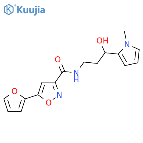 5-(furan-2-yl)-N-[3-hydroxy-3-(1-methyl-1H-pyrrol-2-yl)propyl]-1,2-oxazole-3-carboxamide structure