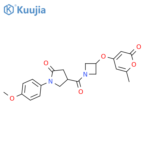 1-(4-methoxyphenyl)-4-[3-(2-methyl-6-oxopyran-4-yl)oxyazetidine-1-carbonyl]pyrrolidin-2-one structure