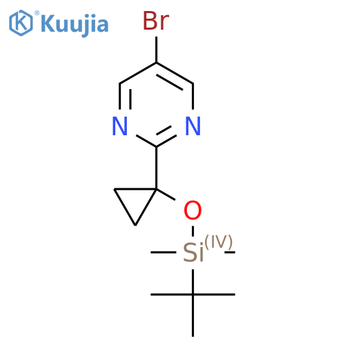 BrC=1C=NC(=NC1)C1(CC1)O[Si](C)(C)C(C)(C)C structure