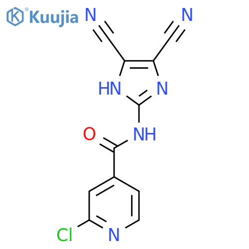 2-chloro-N-(4,5-dicyano-1H-imidazol-2-yl)pyridine-4-carboxamide structure