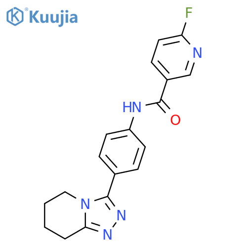 6-fluoro-N-(4-{5H,6H,7H,8H-[1,2,4]triazolo[4,3-a]pyridin-3-yl}phenyl)pyridine-3-carboxamide structure