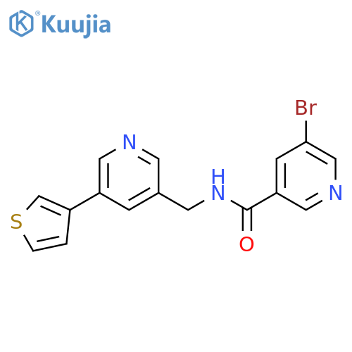 5-bromo-N-[(5-thiophen-3-ylpyridin-3-yl)methyl]pyridine-3-carboxamide structure