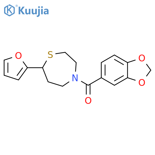 4-(2H-1,3-benzodioxole-5-carbonyl)-7-(furan-2-yl)-1,4-thiazepane structure