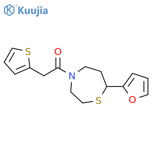 1-[7-(furan-2-yl)-1,4-thiazepan-4-yl]-2-(thiophen-2-yl)ethan-1-one structure