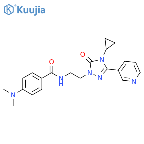 N-{2-[4-cyclopropyl-5-oxo-3-(pyridin-3-yl)-4,5-dihydro-1H-1,2,4-triazol-1-yl]ethyl}-4-(dimethylamino)benzamide structure