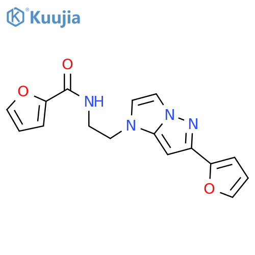 N-{2-[6-(furan-2-yl)-1H-pyrazolo[1,5-a]imidazol-1-yl]ethyl}furan-2-carboxamide structure