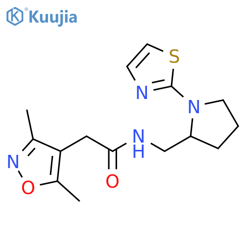 2-(3,5-dimethyl-1,2-oxazol-4-yl)-N-{[1-(1,3-thiazol-2-yl)pyrrolidin-2-yl]methyl}acetamide structure