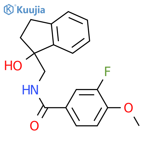 3-fluoro-N-[(1-hydroxy-2,3-dihydroinden-1-yl)methyl]-4-methoxybenzamide structure