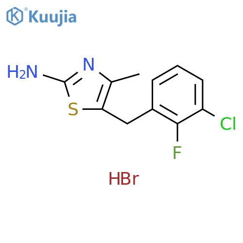 5-[(3-chloro-2-fluorophenyl)methyl]-4-methyl-1,3-thiazol-2-amine hydrobromide structure