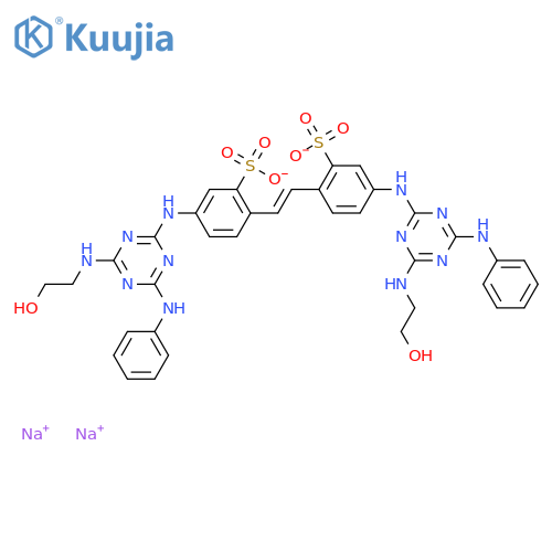 Benzenesulfonic acid,2,2'-(1,2-ethenediyl)bis[5-[[4-[(2-hydroxyethyl)amino]-6-(phenylamino)-1,3,5-triazin-2-yl]amino]-,sodium salt (1:2) structure