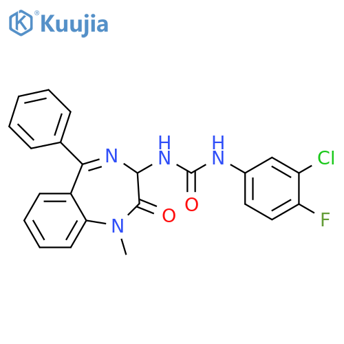 1-(3-chloro-4-fluorophenyl)-3-(1-methyl-2-oxo-5-phenyl-3H-1,4-benzodiazepin-3-yl)urea structure