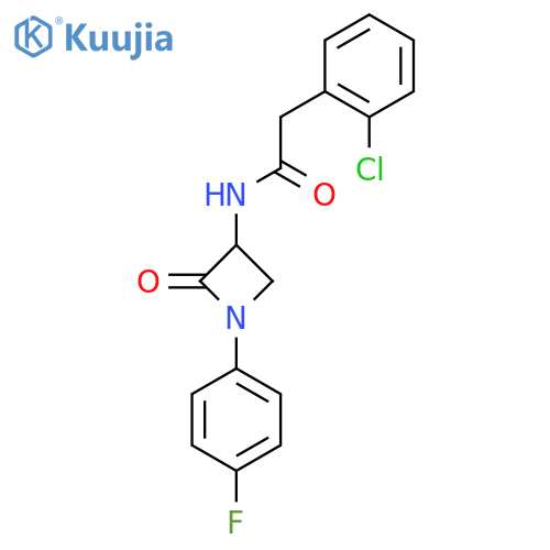 2-(2-chlorophenyl)-N-[1-(4-fluorophenyl)-2-oxoazetidin-3-yl]acetamide structure