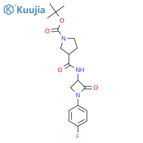 Tert-butyl 3-{[1-(4-fluorophenyl)-2-oxoazetidin-3-yl]carbamoyl}pyrrolidine-1-carboxylate structure