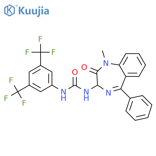 1-[3,5-bis(trifluoromethyl)phenyl]-3-(1-methyl-2-oxo-5-phenyl-3H-1,4-benzodiazepin-3-yl)urea structure