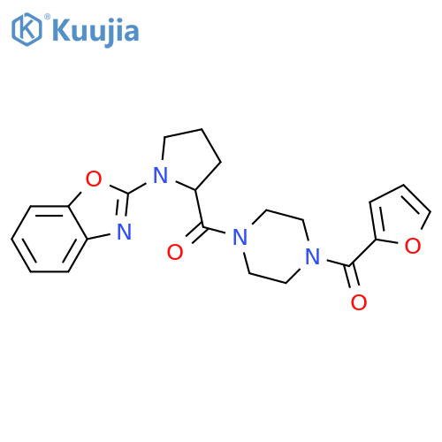 2-{2-[4-(furan-2-carbonyl)piperazine-1-carbonyl]pyrrolidin-1-yl}-1,3-benzoxazole structure