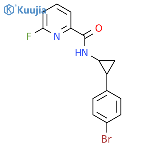 N-[2-(4-bromophenyl)cyclopropyl]-6-fluoropyridine-2-carboxamide structure