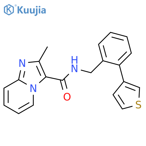 2-methyl-N-[(2-thiophen-3-ylphenyl)methyl]imidazo[1,2-a]pyridine-3-carboxamide structure