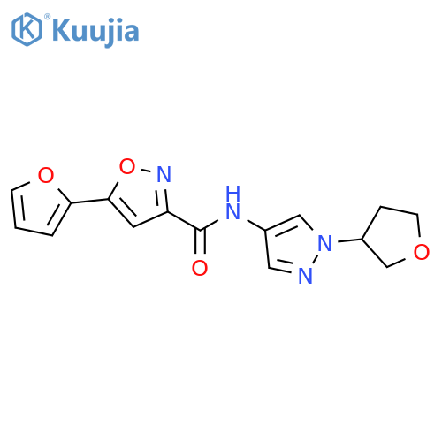 5-(furan-2-yl)-N-[1-(oxolan-3-yl)pyrazol-4-yl]-1,2-oxazole-3-carboxamide structure