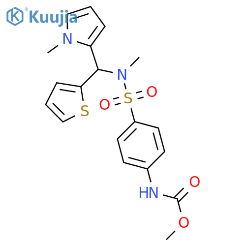methyl N-(4-{[(1-methyl-1H-pyrrol-2-yl)methyl][(thiophen-2-yl)methyl]sulfamoyl}phenyl)carbamate structure