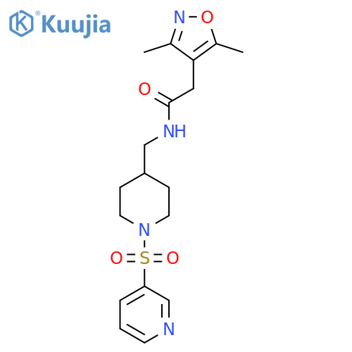 2-(3,5-dimethyl-1,2-oxazol-4-yl)-N-{1-(pyridine-3-sulfonyl)piperidin-4-ylmethyl}acetamide structure