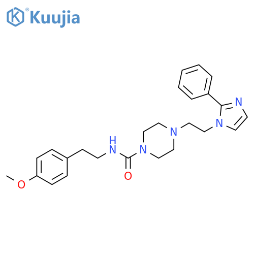 N-[2-(4-methoxyphenyl)ethyl]-4-[2-(2-phenyl-1H-imidazol-1-yl)ethyl]piperazine-1-carboxamide structure