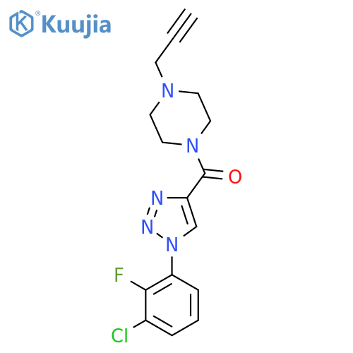 1-[1-(3-chloro-2-fluorophenyl)-1H-1,2,3-triazole-4-carbonyl]-4-(prop-2-yn-1-yl)piperazine structure