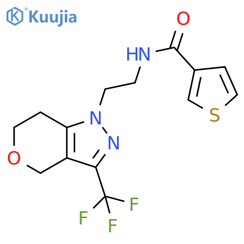 N-{2-[3-(trifluoromethyl)-1H,4H,6H,7H-pyrano[4,3-c]pyrazol-1-yl]ethyl}thiophene-3-carboxamide structure