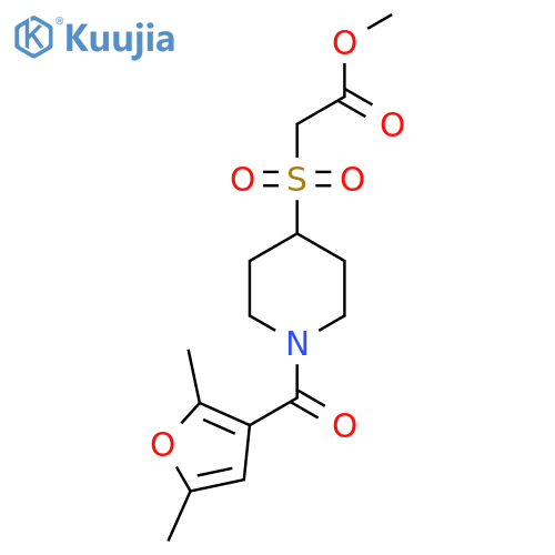 methyl 2-{1-(2,5-dimethylfuran-3-carbonyl)piperidin-4-ylsulfonyl}acetate structure