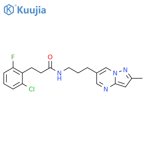 2-Chloro-6-fluoro-N-[3-(2-methylpyrazolo[1,5-a]pyrimidin-6-yl)propyl]benzenepropanamide structure