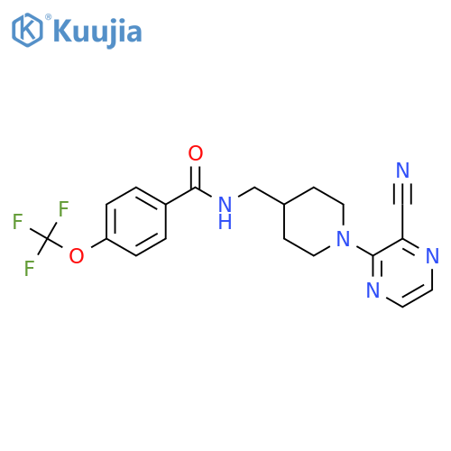 N-{[1-(3-cyanopyrazin-2-yl)piperidin-4-yl]methyl}-4-(trifluoromethoxy)benzamide structure