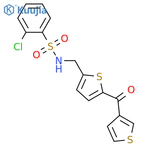2-chloro-N-{[5-(thiophene-3-carbonyl)thiophen-2-yl]methyl}benzene-1-sulfonamide structure