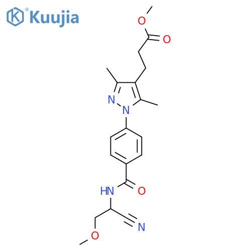 methyl 3-(1-{4-[(1-cyano-2-methoxyethyl)carbamoyl]phenyl}-3,5-dimethyl-1H-pyrazol-4-yl)propanoate structure