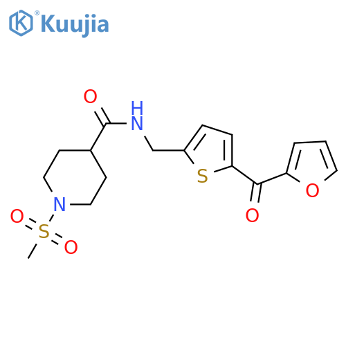 N-{[5-(furan-2-carbonyl)thiophen-2-yl]methyl}-1-methanesulfonylpiperidine-4-carboxamide structure