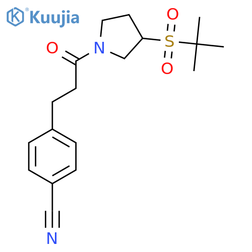 4-{3-3-(2-methylpropane-2-sulfonyl)pyrrolidin-1-yl-3-oxopropyl}benzonitrile structure