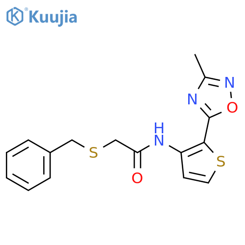 2-(benzylsulfanyl)-N-[2-(3-methyl-1,2,4-oxadiazol-5-yl)thiophen-3-yl]acetamide structure